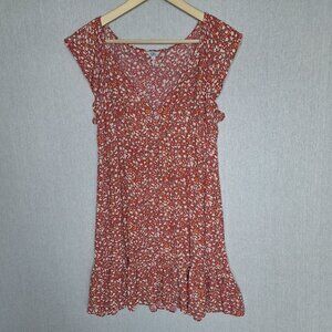 💙 Rails Floral Soft Flutter Sleeve Ruffle Hem Dress Size M/L Boho Cottage Prair